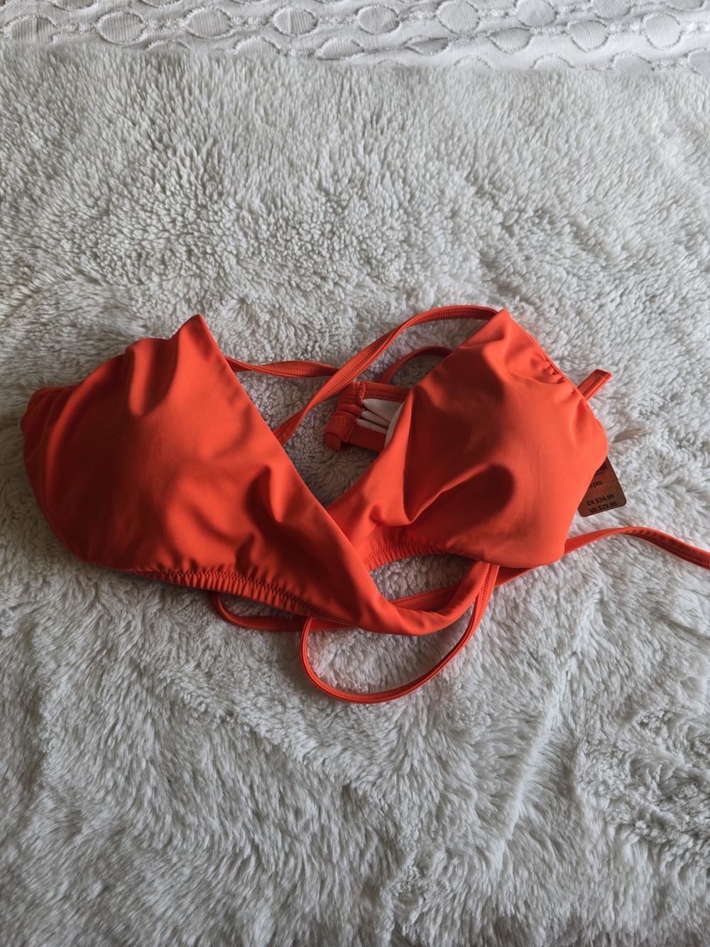 PINK Victoria's Secret Womens Orange Solid Adjustable Halter Bikini Top XL